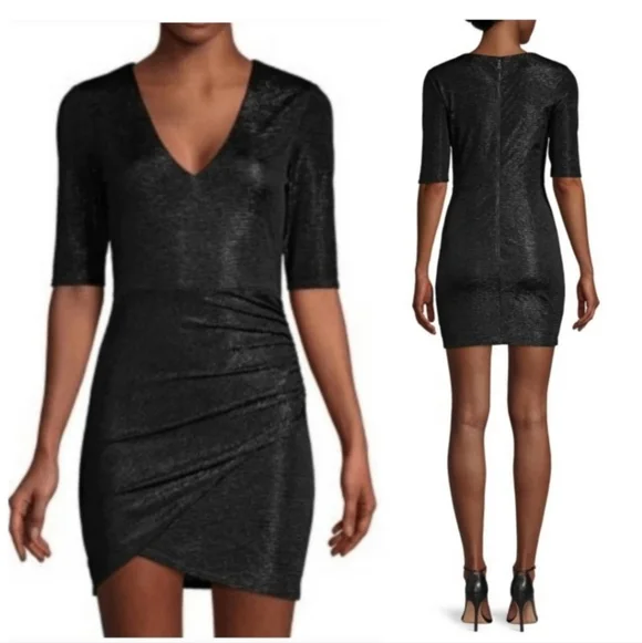 Alice + Olivia Judy Ruched Metallic Dress Size 10 NWT - Picture 2 of 14